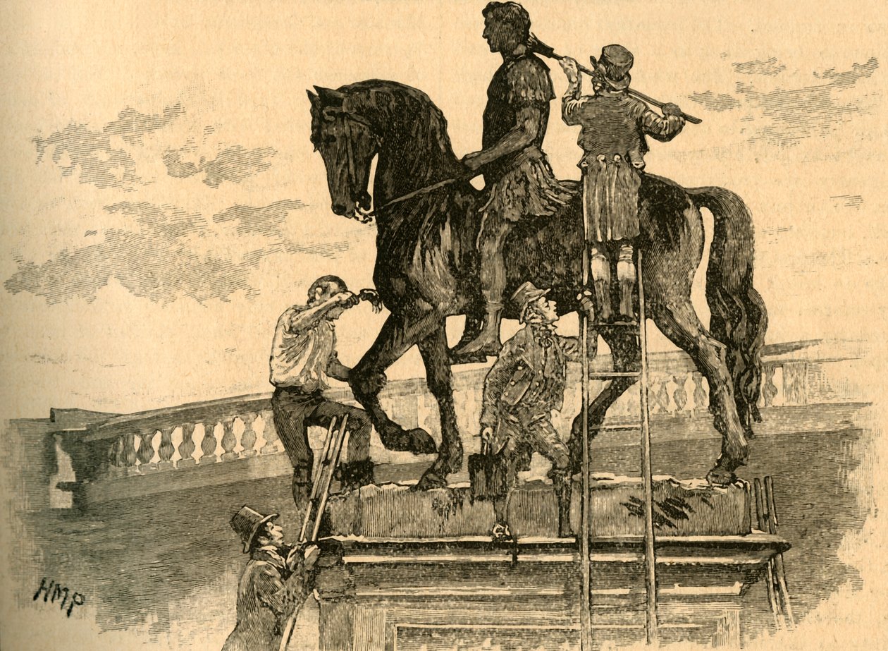 Kuningas Vilhelm III:n patsaan maalaus mustaksi, Dublin, Irlanti, 1821 c1890. tekijältä Unbekannt