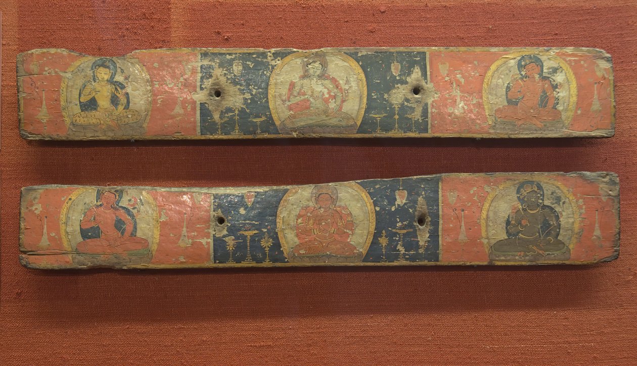 Pari käsikirjoituksen kansia: Prajnaparamita Bodhisattvojen reunustama yllä...1100-luvulla. tekijältä Unbekannt