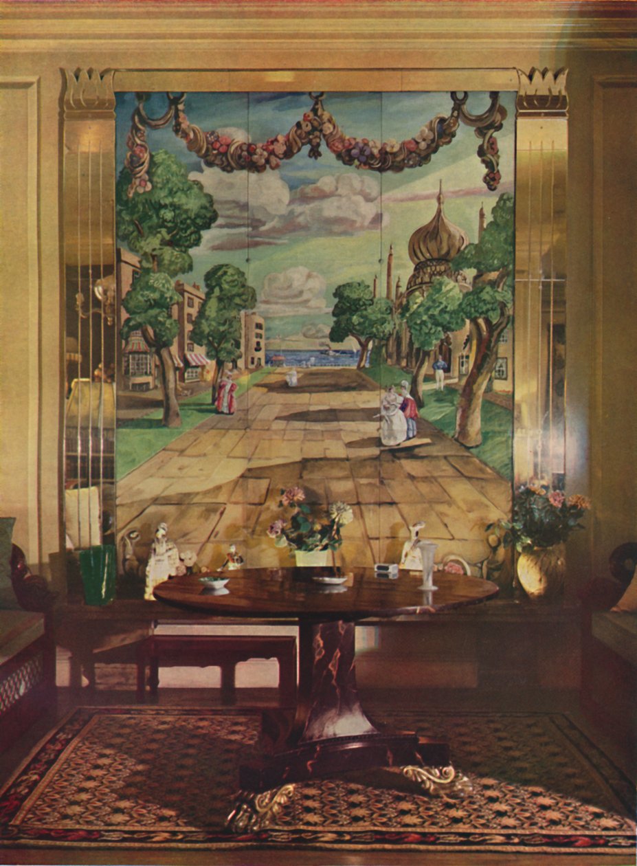 Regency Brightonin paneeli, jota reunustavat peilatut lasipilasterit, 1933. tekijältä Unbekannt