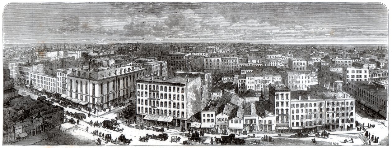 Panoraama Chicagosta kaupungintalon huipulta, USA, 1871 tekijältä Unbekannt