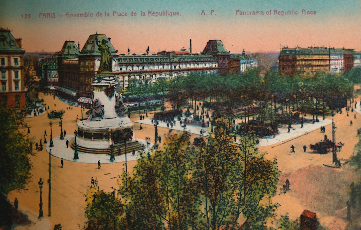 Panoraama Place de la Republiquesta, Pariisi, vuodelta 1920 tekijältä Unbekannt