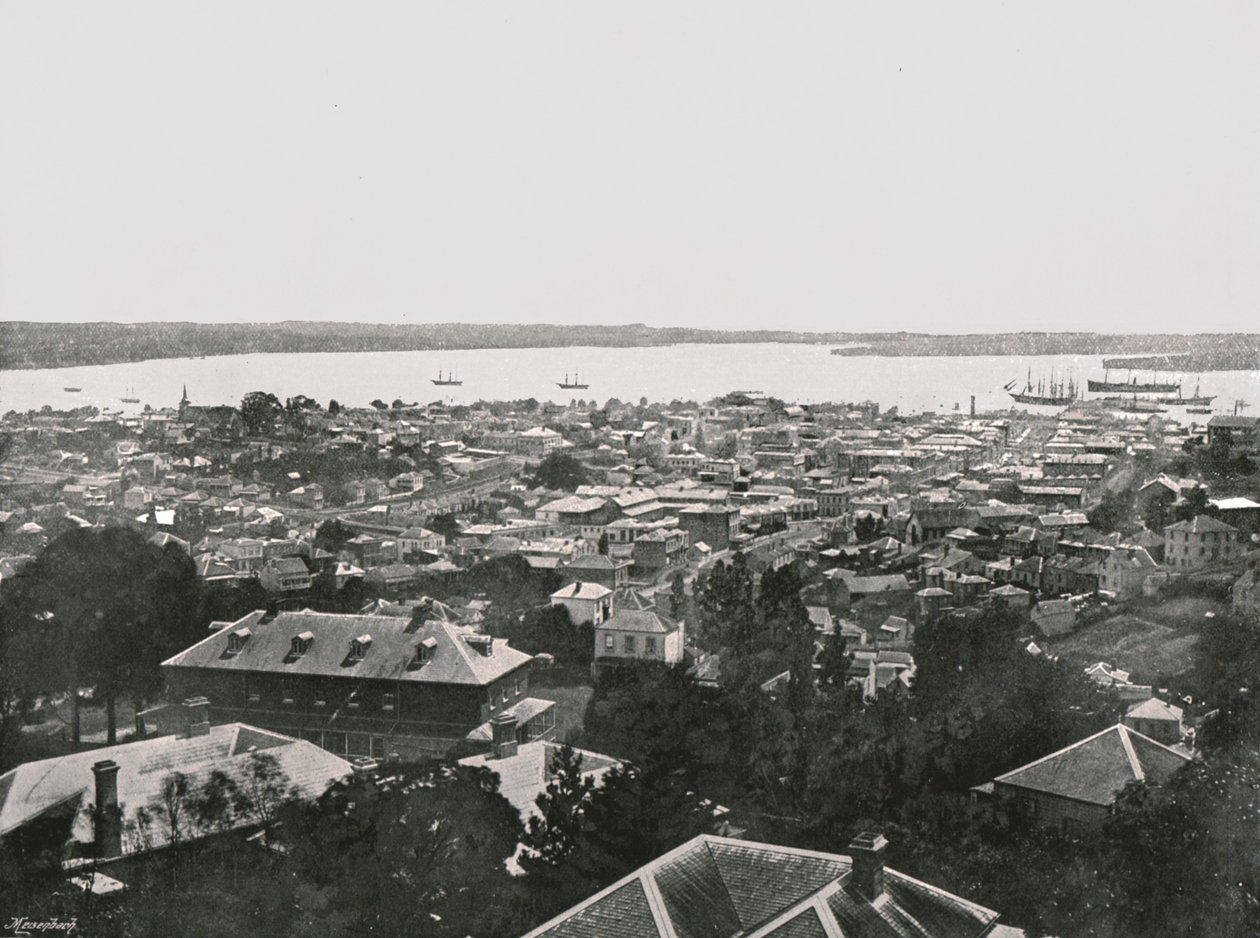 Panoraamanäkymä kukkuloilta, Auckland, Uusi-Seelanti, 1895. tekijältä Unbekannt