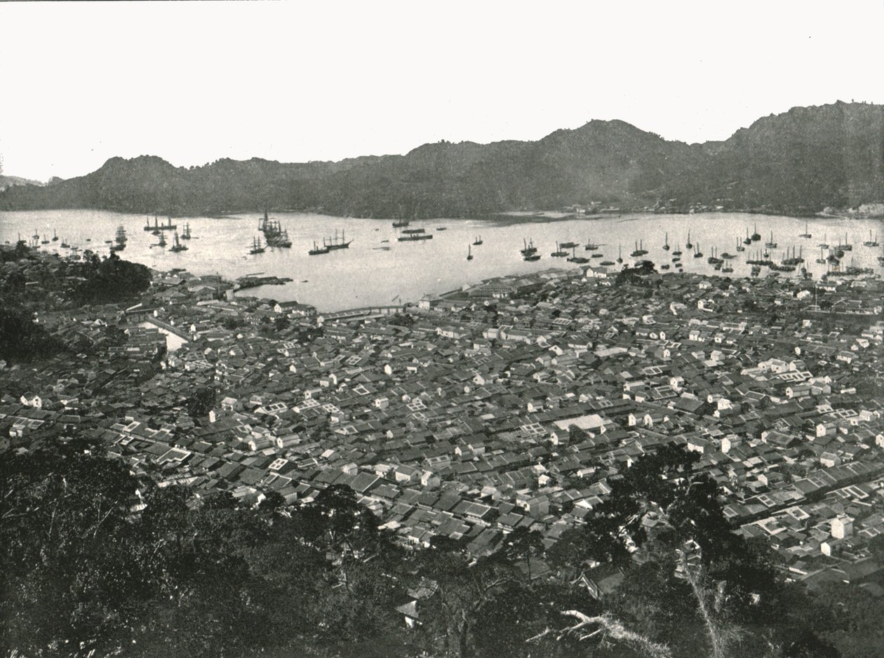 Panoraamanäkymä kaupunkiin, Nagasaki, Japani, 1895. tekijältä Unbekannt