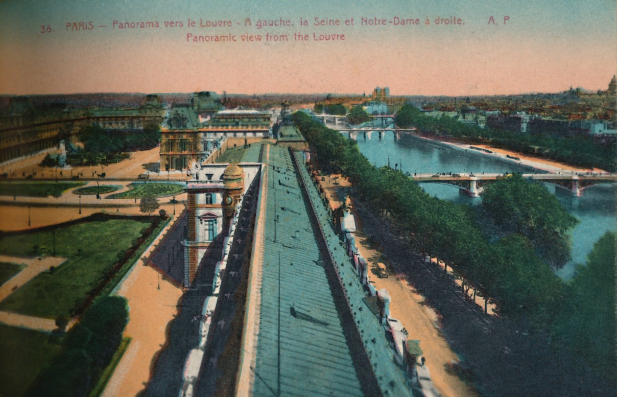 Panoraamanäkymä kohti Louvrea, Pariisi, vuodelta 1920 tekijältä Unbekannt