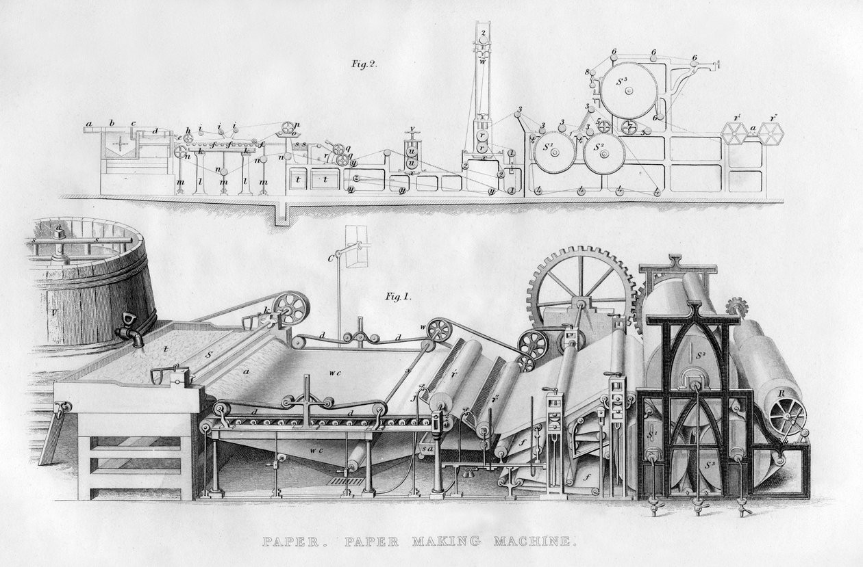 Paperinvalmistuskone, 1866 tekijältä Unbekannt