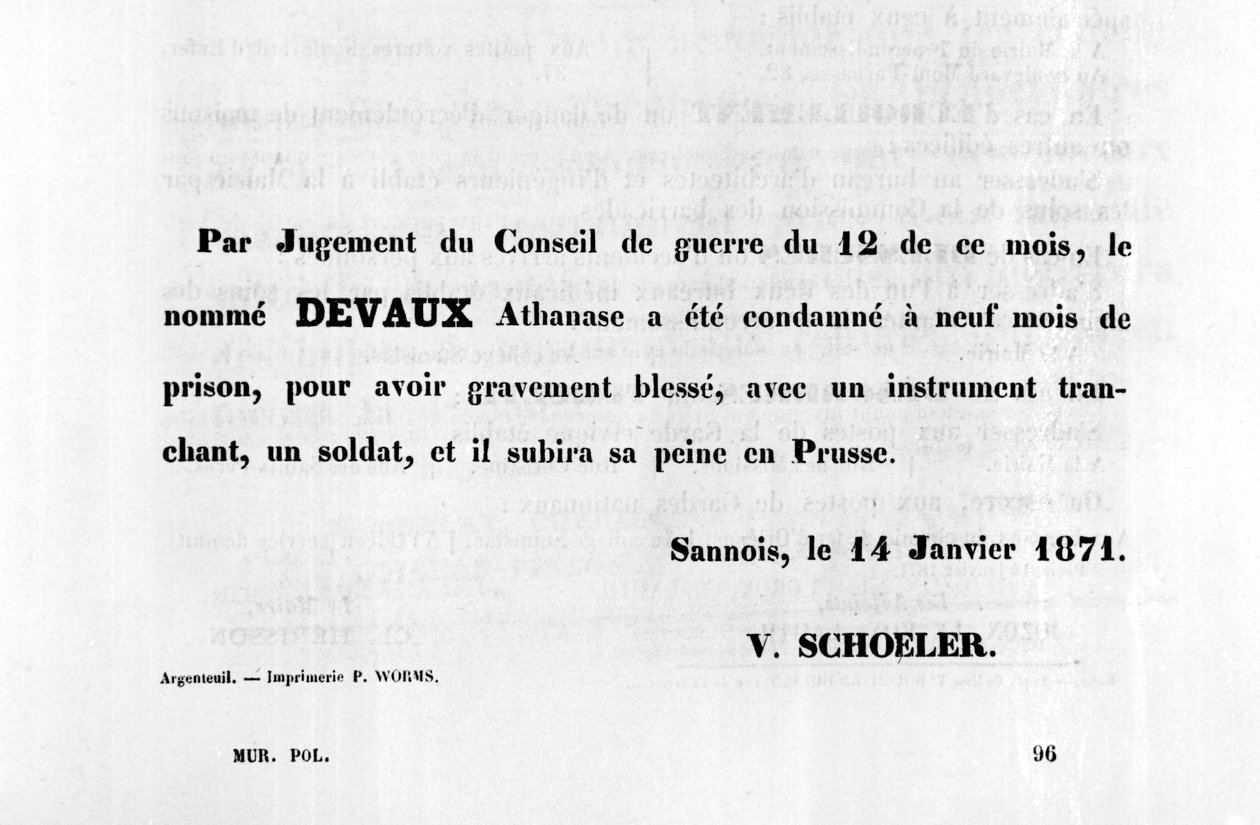 Neuvoston päätöksellä, Pariisin kommuunin ranskalaisista poliittisista julisteista tammikuussa 1871 tekijältä Unbekannt