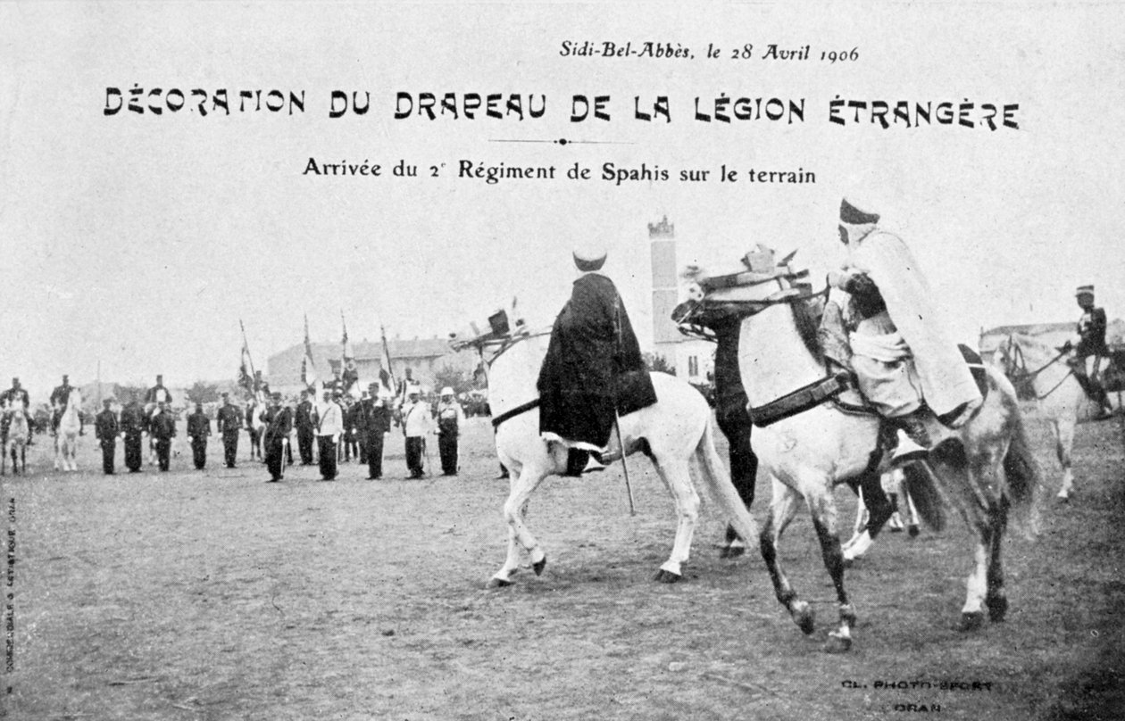 Ranskan muukalaislegioonan lipun kulkue, Sidi Bel Abbes, Algeria, 28. huhtikuuta 1906 tekijältä Unbekannt