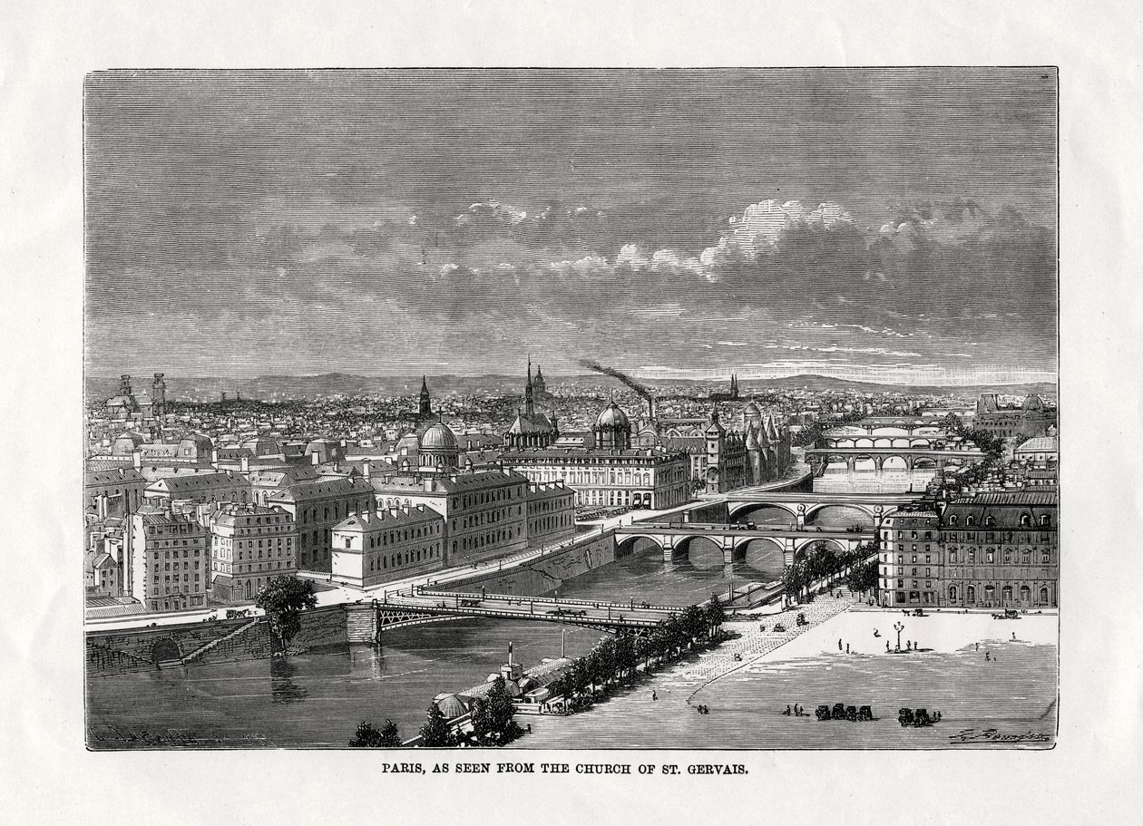 Pariisi St Gervaisin kirkosta katsottuna, Ranska, 1879 tekijältä Unbekannt
