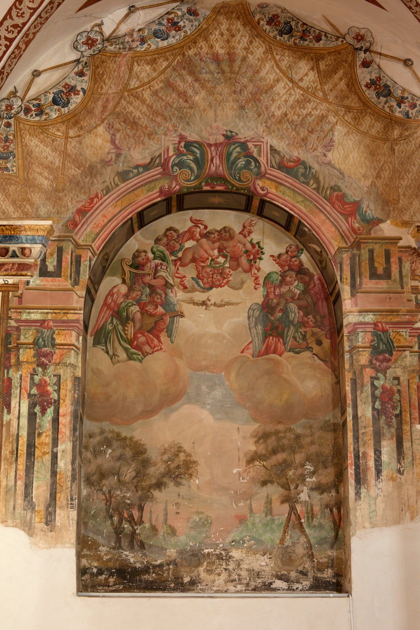 Seurakuntakirkko (Iglesia de San Agustín). Sisustus. Kappeli. Seinämaalauksia. Zurbaranin koulu. Kappeli. Barokki. 17. vuosisata. tekijältä Unbekannt