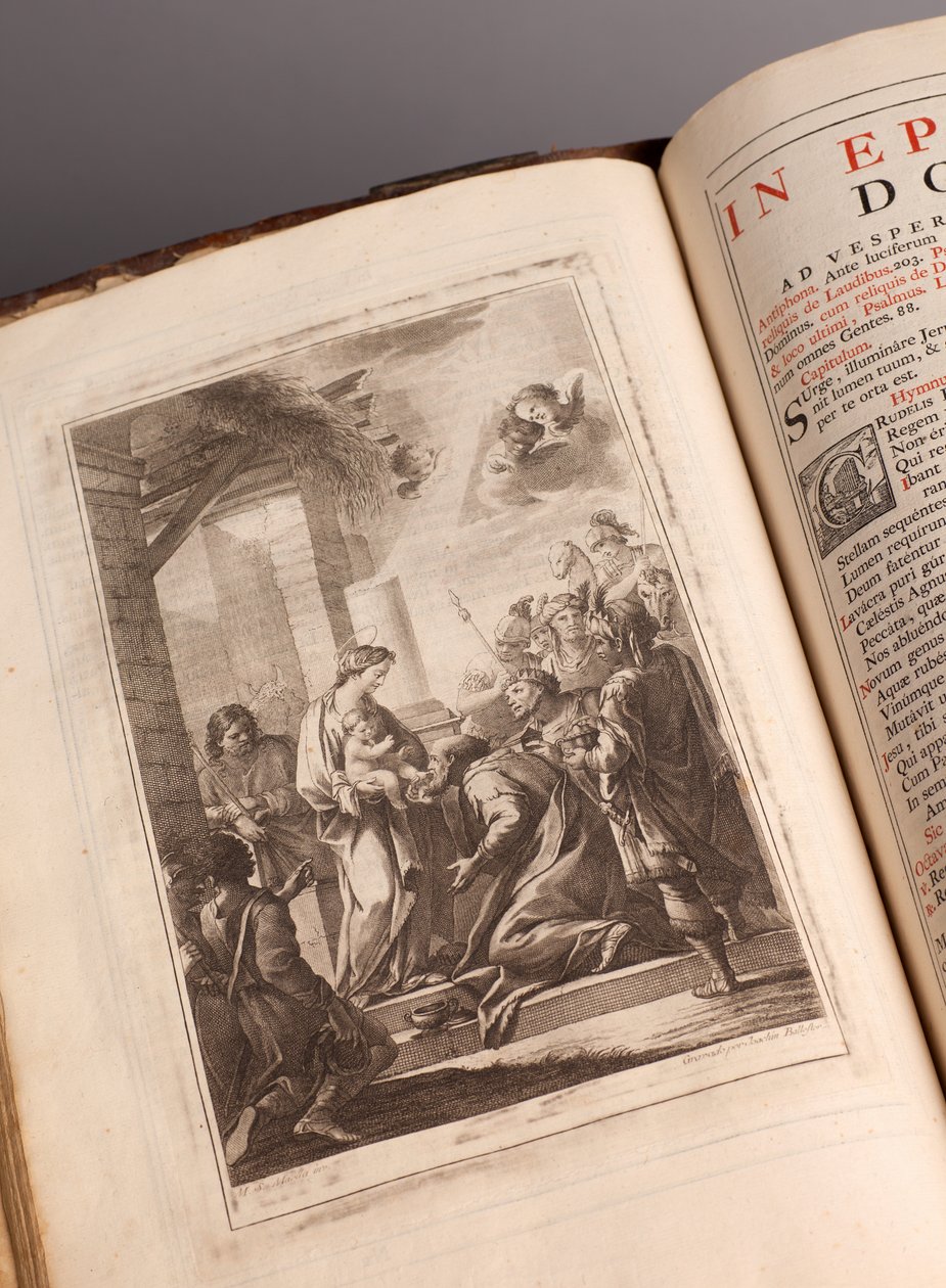 Seurakunnan museo. Missal latinaksi. Kaiverrukset Joachim Ballesterilta. Paperia ja nahkaa. 1700-luvulla. tekijältä Unbekannt