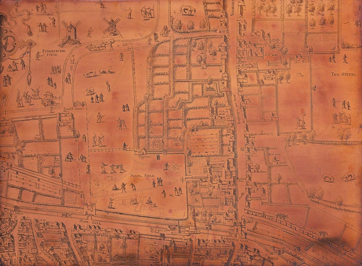 Osa Lontoon karttaa, c1553-c1559 tekijältä Unbekannt
