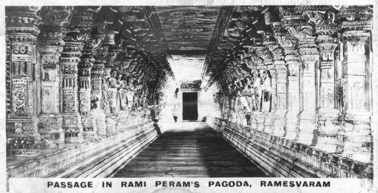 Passage in Rami Perams Pagoda, Ramesvaram, Tamil Nadu, Intia, c1925 tekijältä Unbekannt