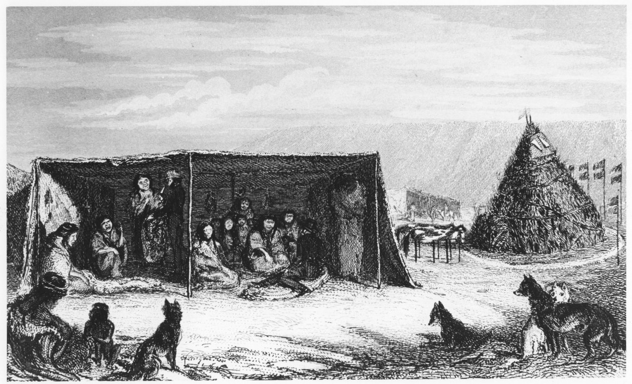 Patagonialaiset tello- tai skin-teltassa, 1830 1839 tekijältä Unbekannt