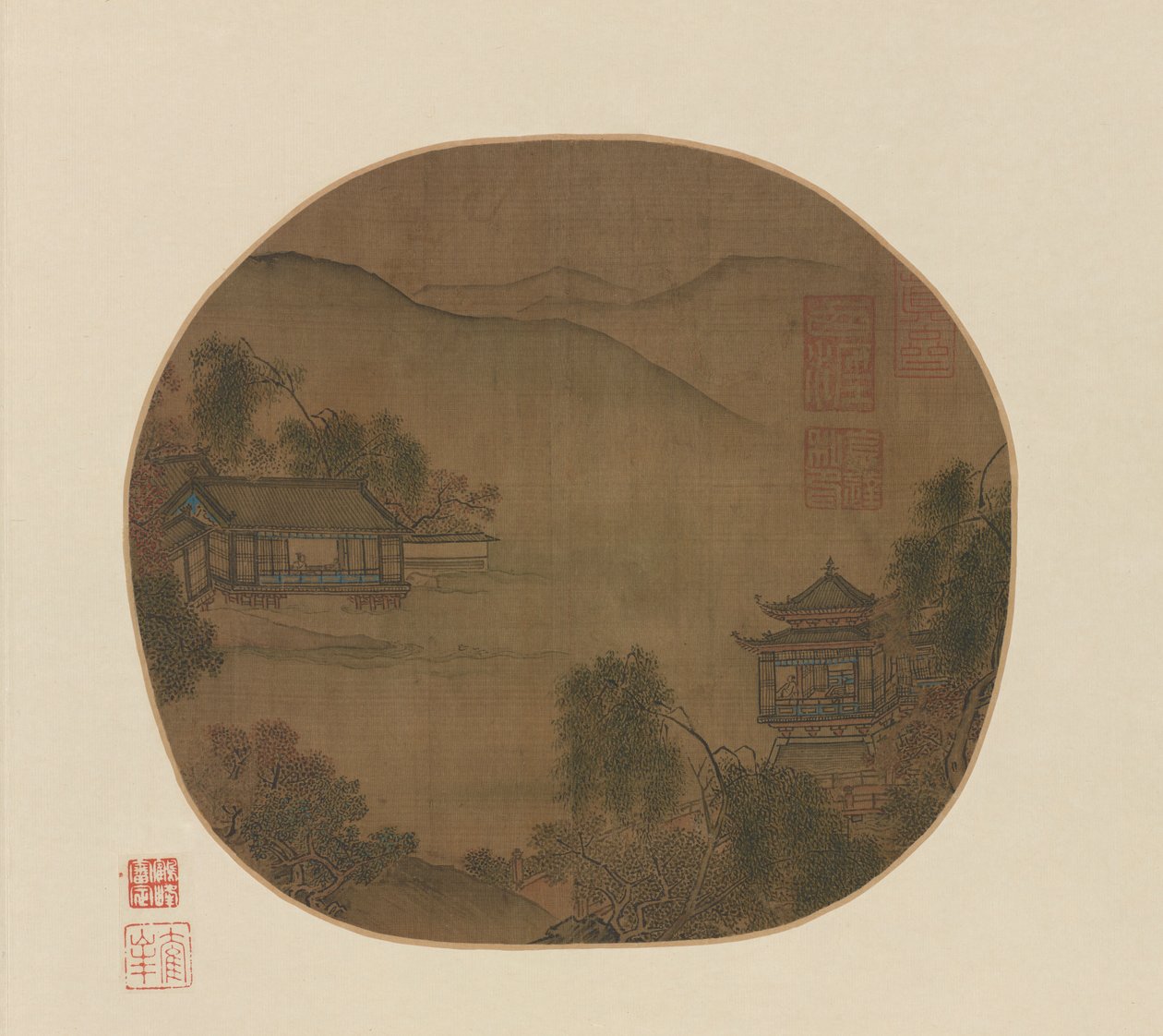 Paviljongit vuoristopuron varrella, Ming-dynastia, 1500-1600-luku. tekijältä Unbekannt