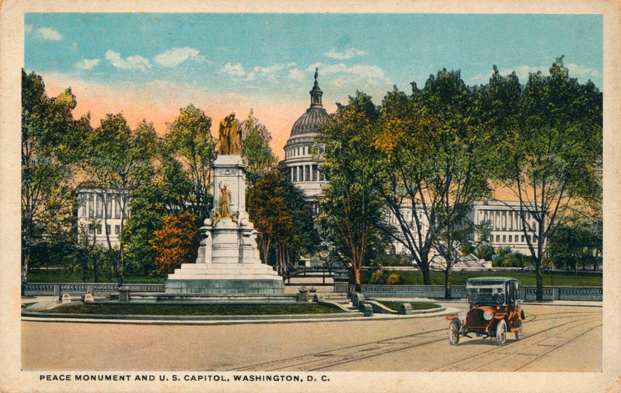 Rauhanmonumentti ja US Capitol, Washington, DC, 1910 tekijältä Unbekannt