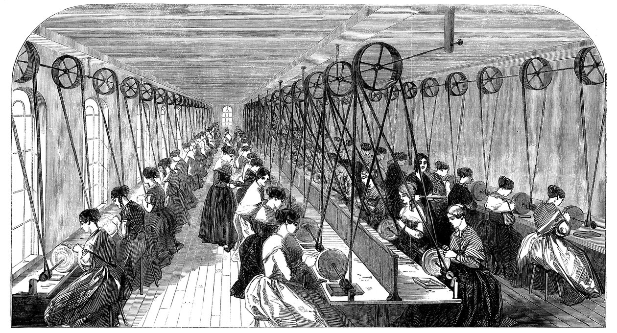 Kynän hiomahuone, Hanks, Wells & Cosin tehdas, Birmingham, West Midlands, 1851 tekijältä Unbekannt