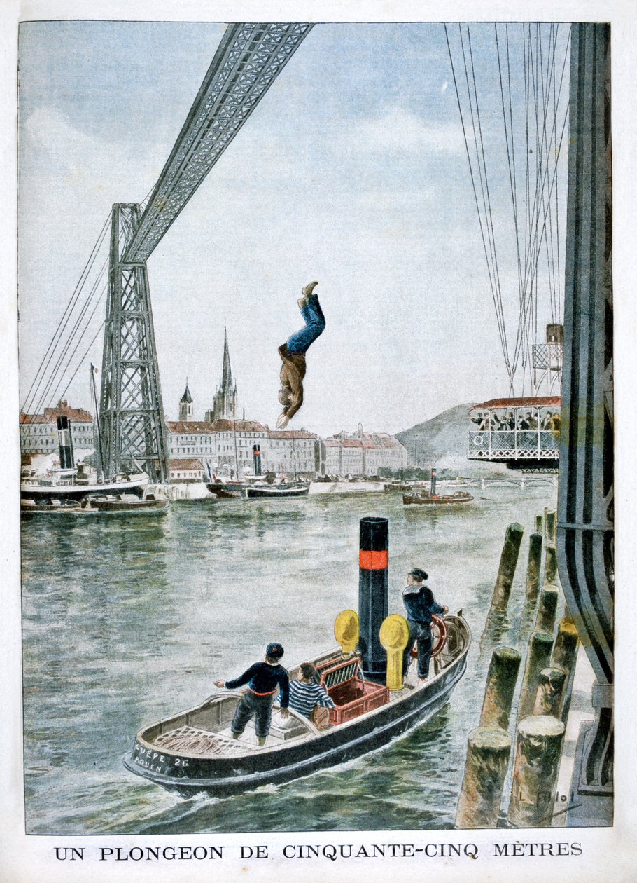 Henkilö syöksyi 55 metrin päähän Portsidesta, Rouenissa, 1901 tekijältä Unbekannt