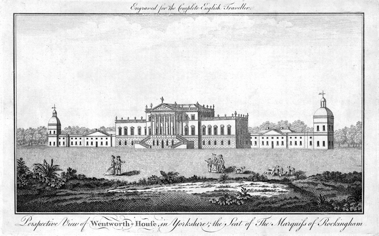 Perspektiivinäkymä Wentworth-Houseen Yorkshiressa, Rockinghamin markiisin kotipaikasta, 1771 tekijältä Unbekannt
