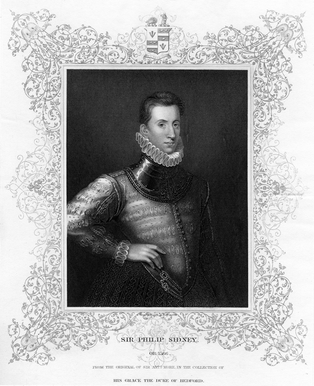 Philip Sidney, 1500-luvun englantilainen sotilas, valtiomies, runoilija ja runoilijoiden suojelija, c1840 tekijältä Unbekannt