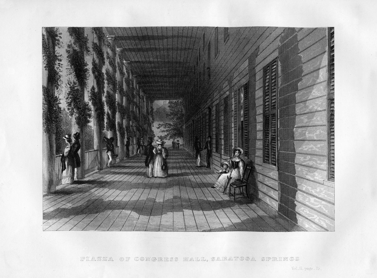 Piazza of Congress Hall, Saratoga Springs, New Yorkin osavaltio, 1855 tekijältä Unbekannt