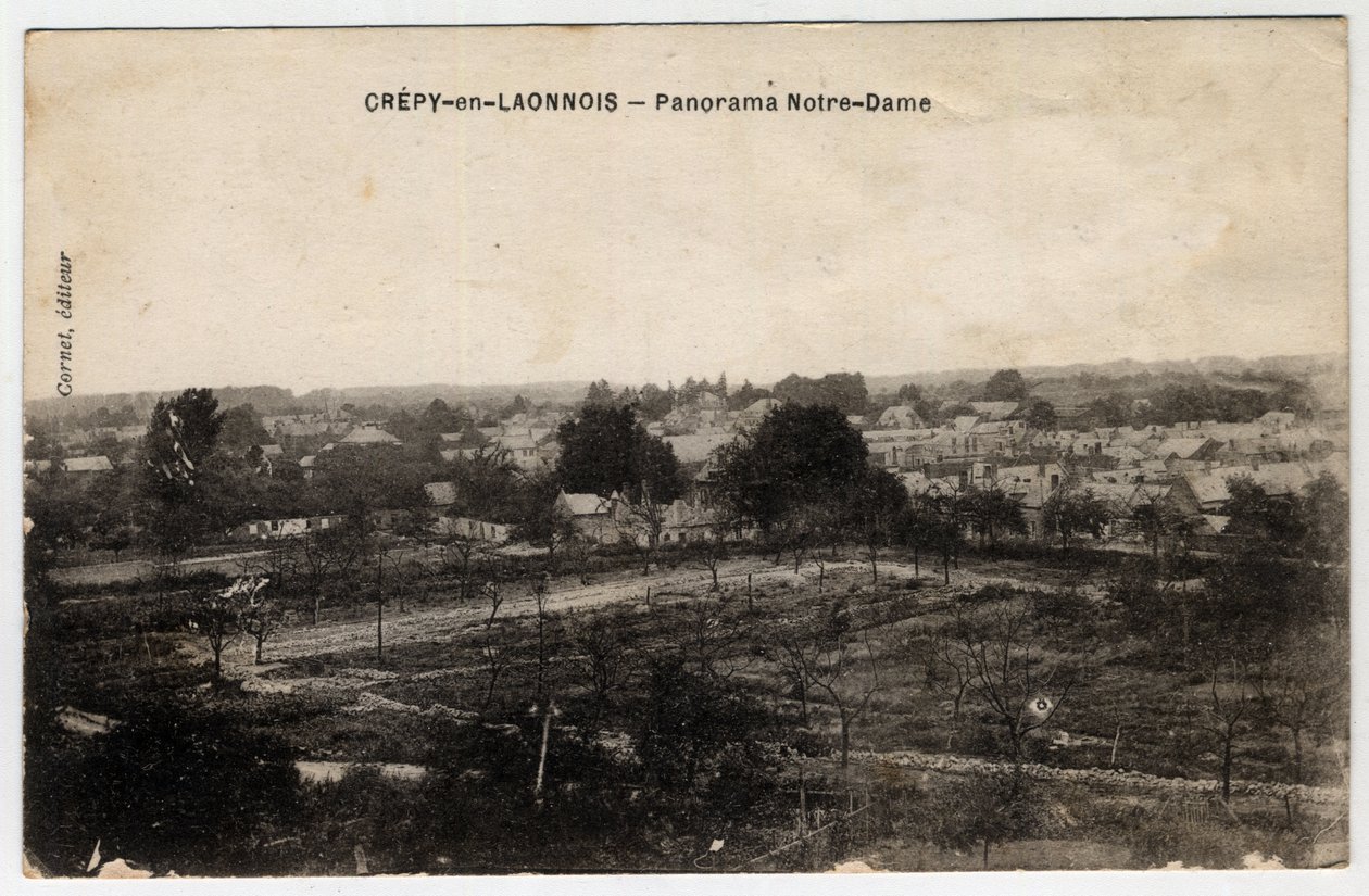 Picardie, Aisne (02), Crepy in Laonnois (Crepy-en-Laonnois): panoraama Notre-Damelle - Postikortti 1800-luvun lopulla - 1900-luvun alussa tekijältä Unbekannt
