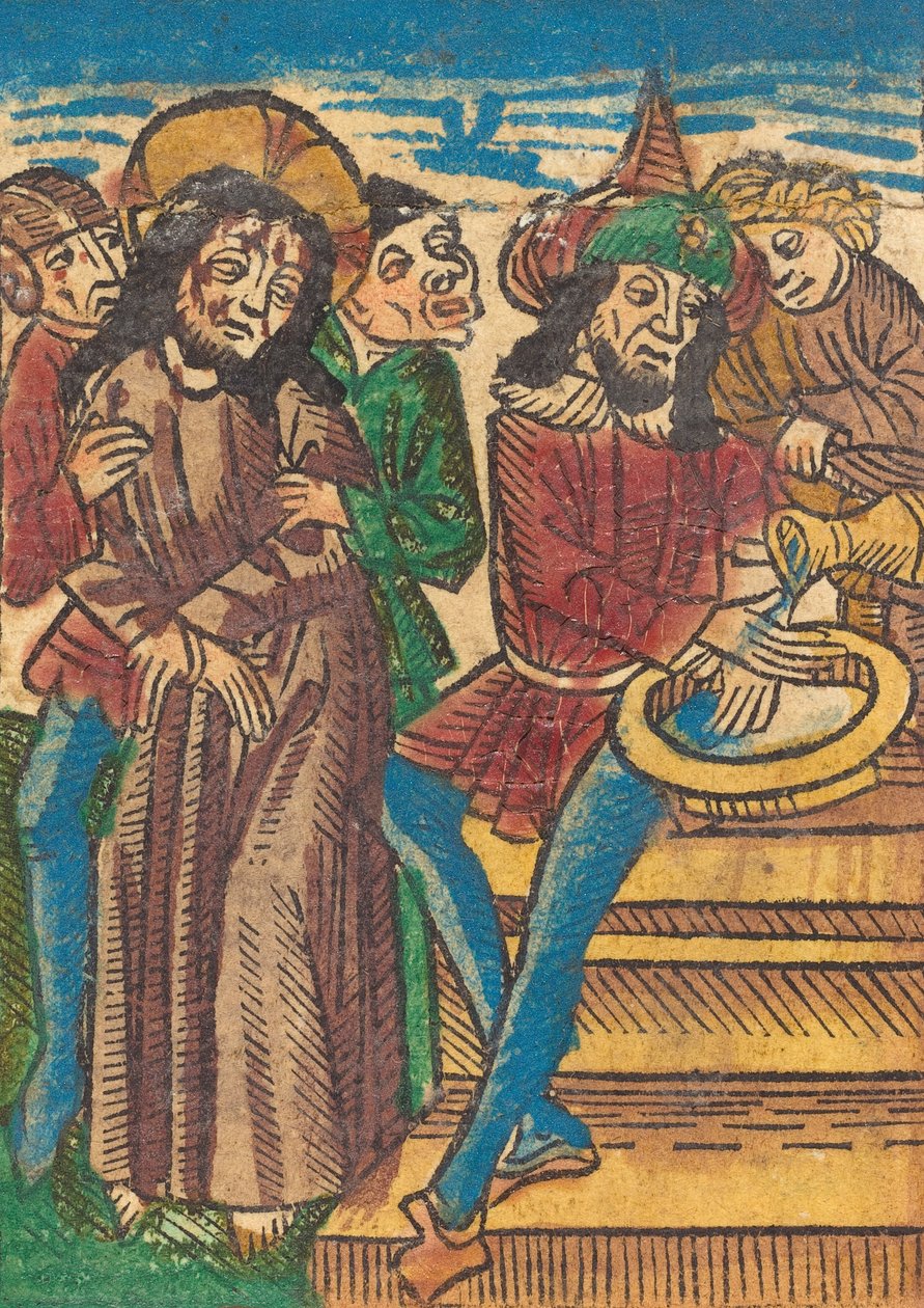 Pilatus pesee kätensä, c. 1490. tekijältä Unbekannt