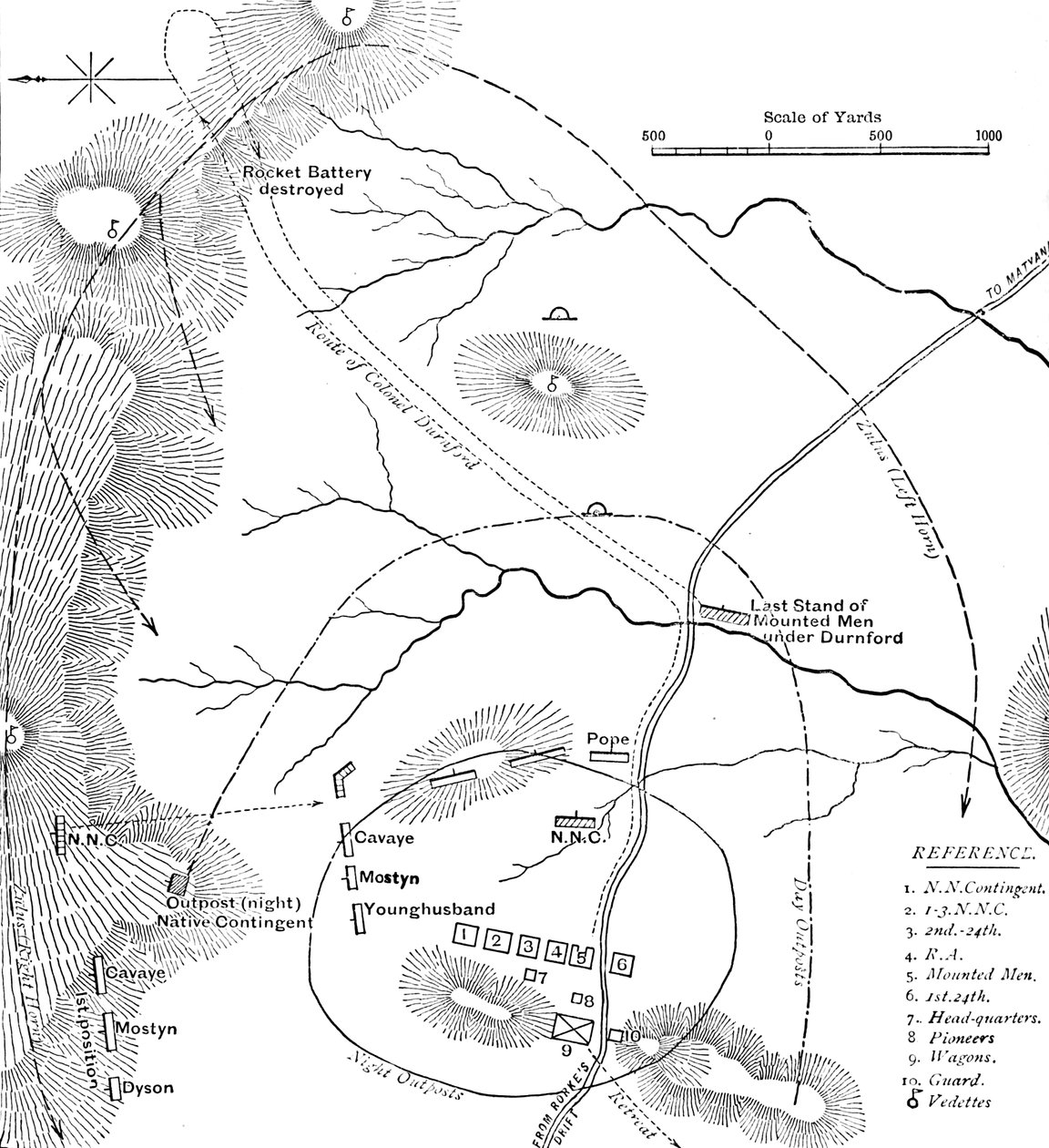 Isandhlwanan taistelun suunnitelma, 22. tammikuuta 1879, c1880 tekijältä Unbekannt