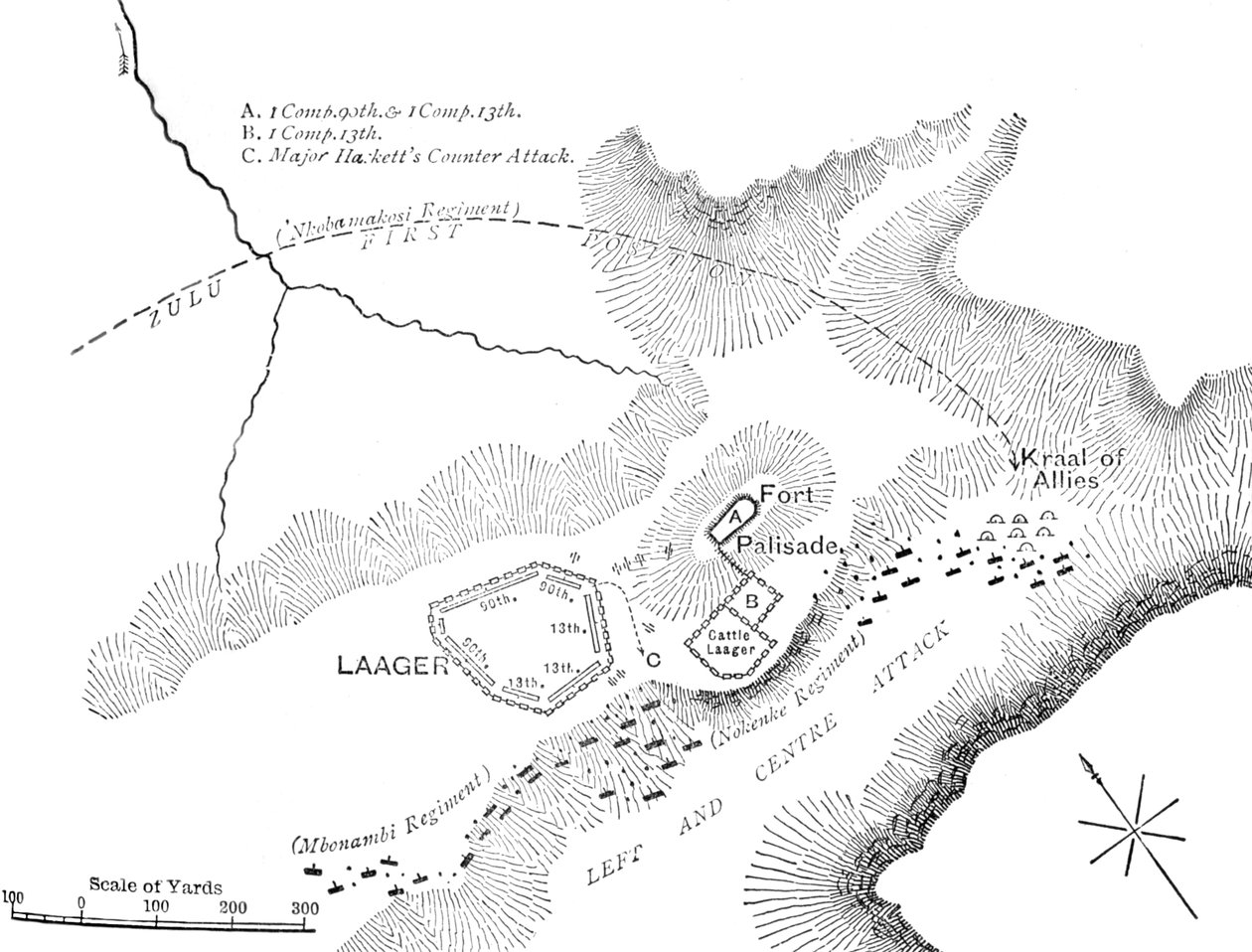 Kambulan taistelun suunnitelma, 29. maaliskuuta 1879, c1880 tekijältä Unbekannt