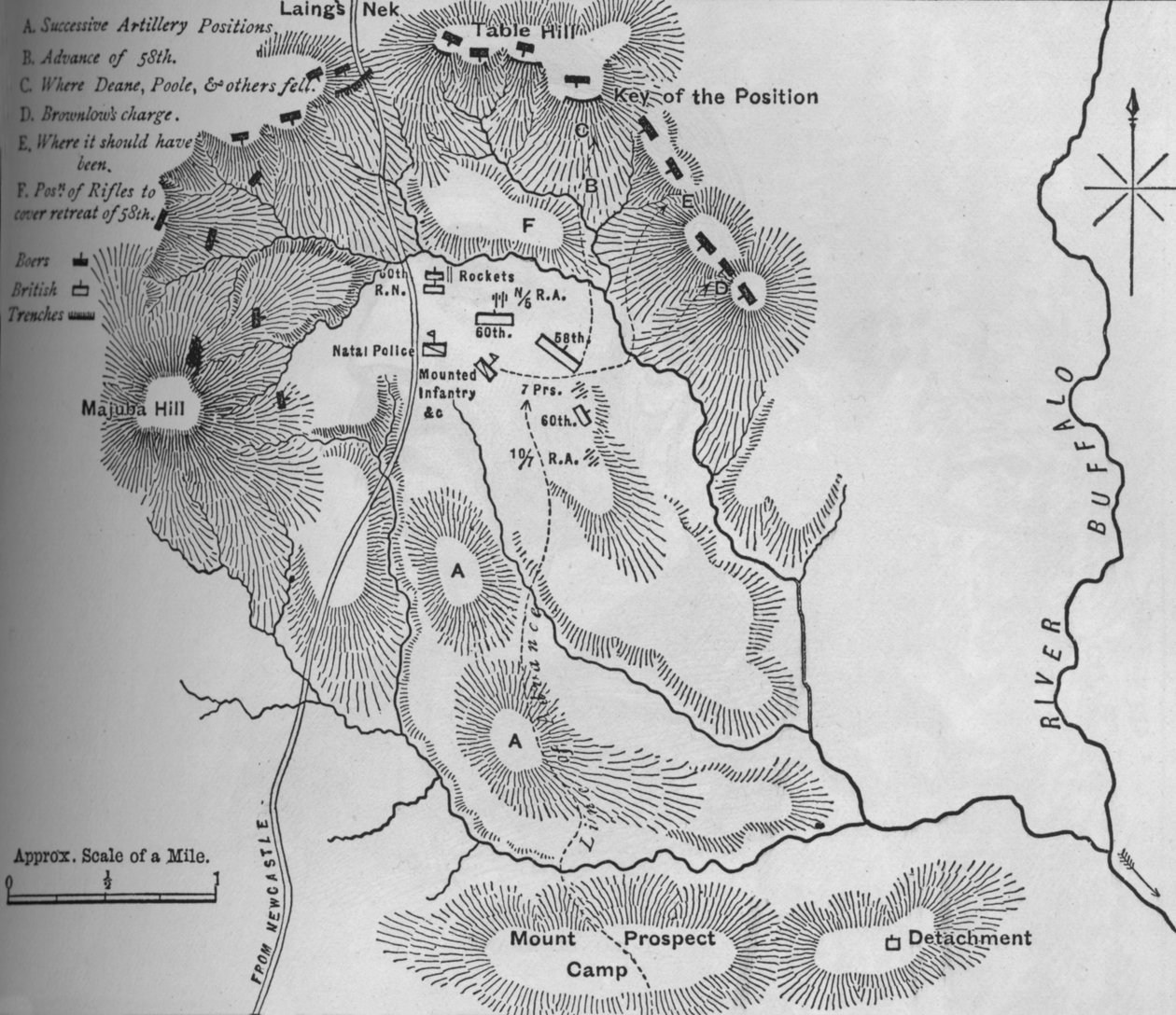 Laings Nekin taistelun suunnitelma 28. tammikuuta 1881, 1880-luku tekijältä Unbekannt