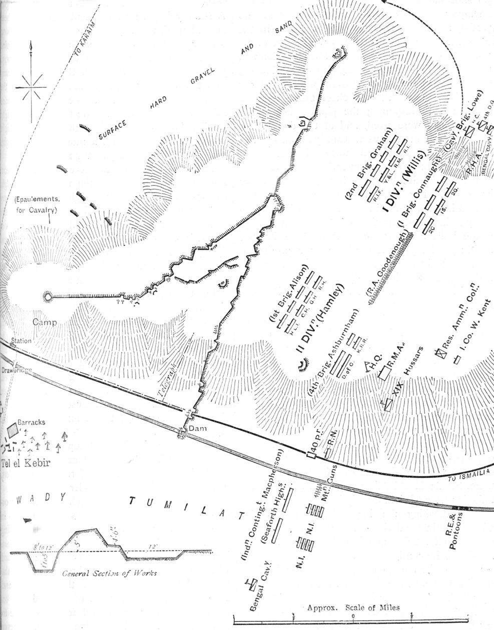 Tel-El-Kebirin taistelun suunnitelma, 13. syyskuuta 1882, c1882. tekijältä Unbekannt