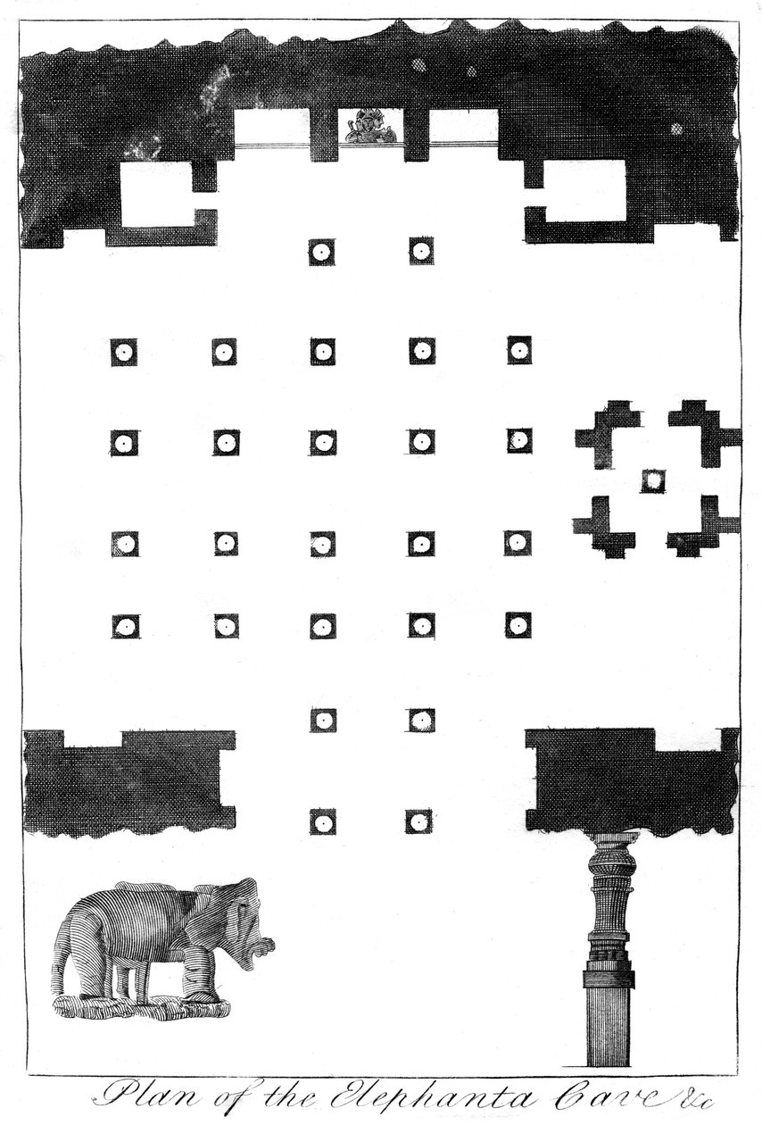 Plan of the Elephanta Caves, Intia, 1799 tekijältä Unbekannt