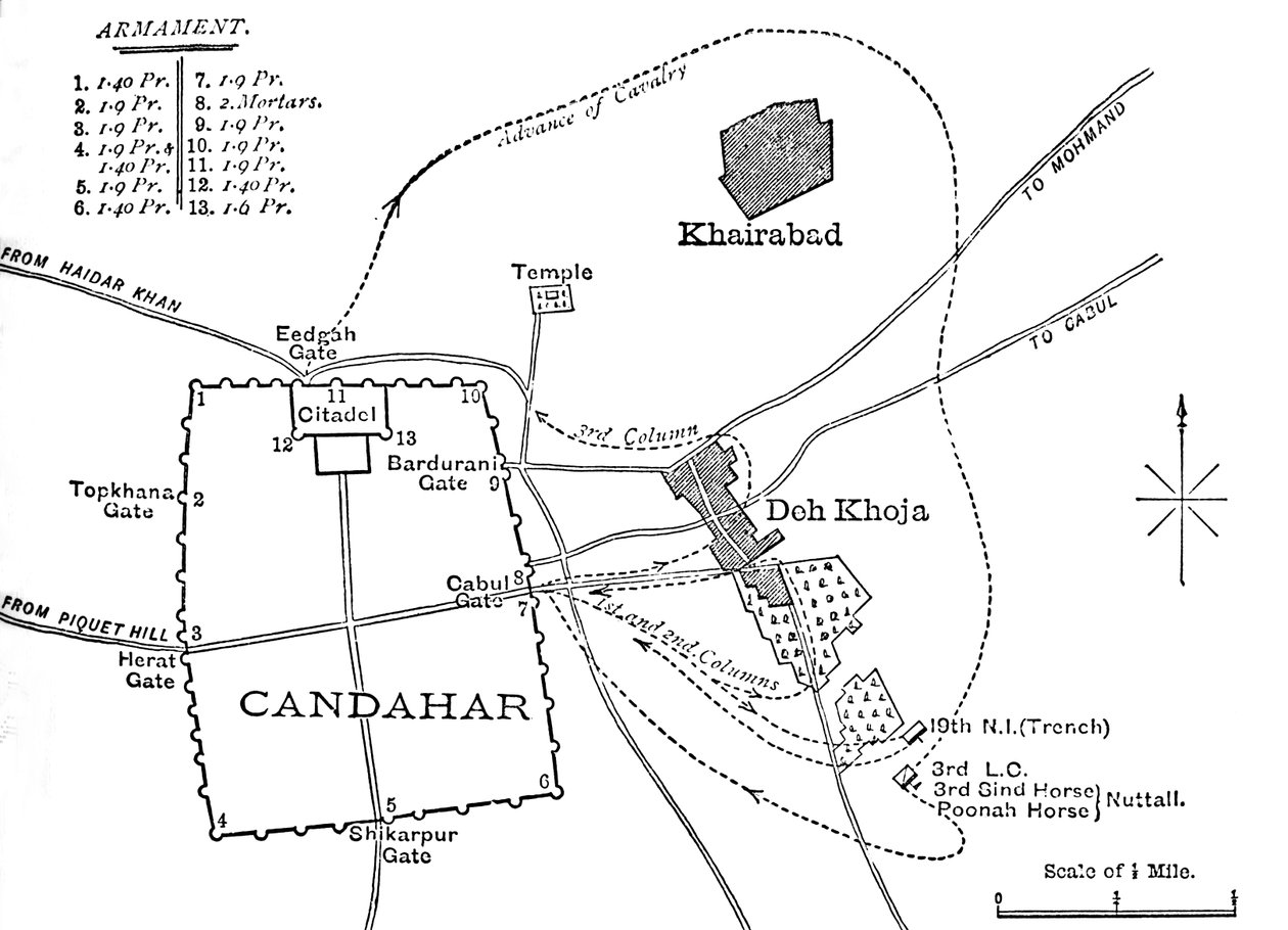 Suunnitelma Sortie Candaharista, 16. elokuuta 1880, c1880 tekijältä Unbekannt
