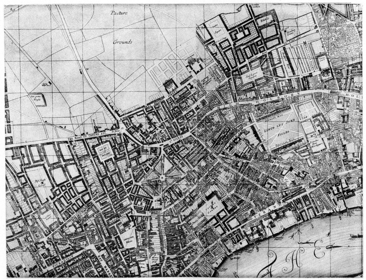 Lontoon St Gilesin seurakunnan suunnitelma, 1907 tekijältä Unbekannt