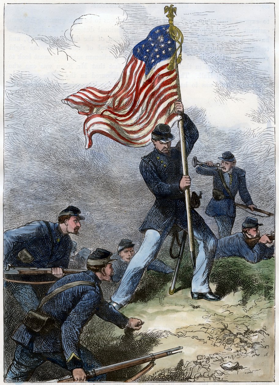 Unionin lipun istuttaminen linnakkeelle, Vicksburgin piiritys, 1863 tekijältä Unbekannt