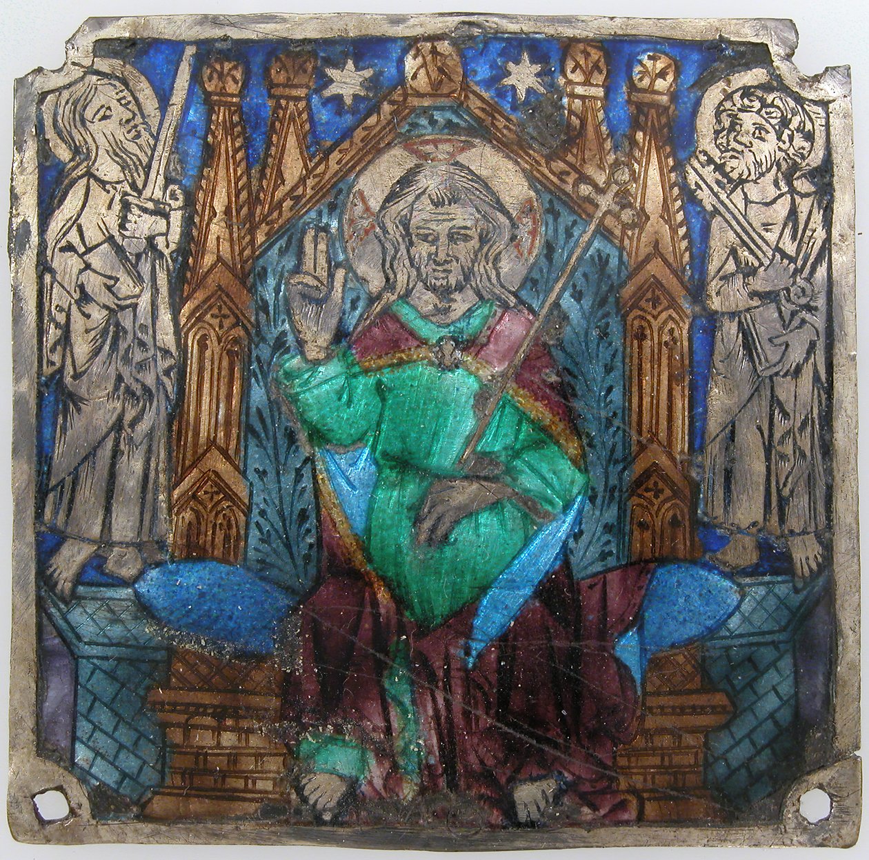 Plakki Kristuksen kanssa Majesteetissa, Katalonia, 1300-luku. tekijältä Unbekannt