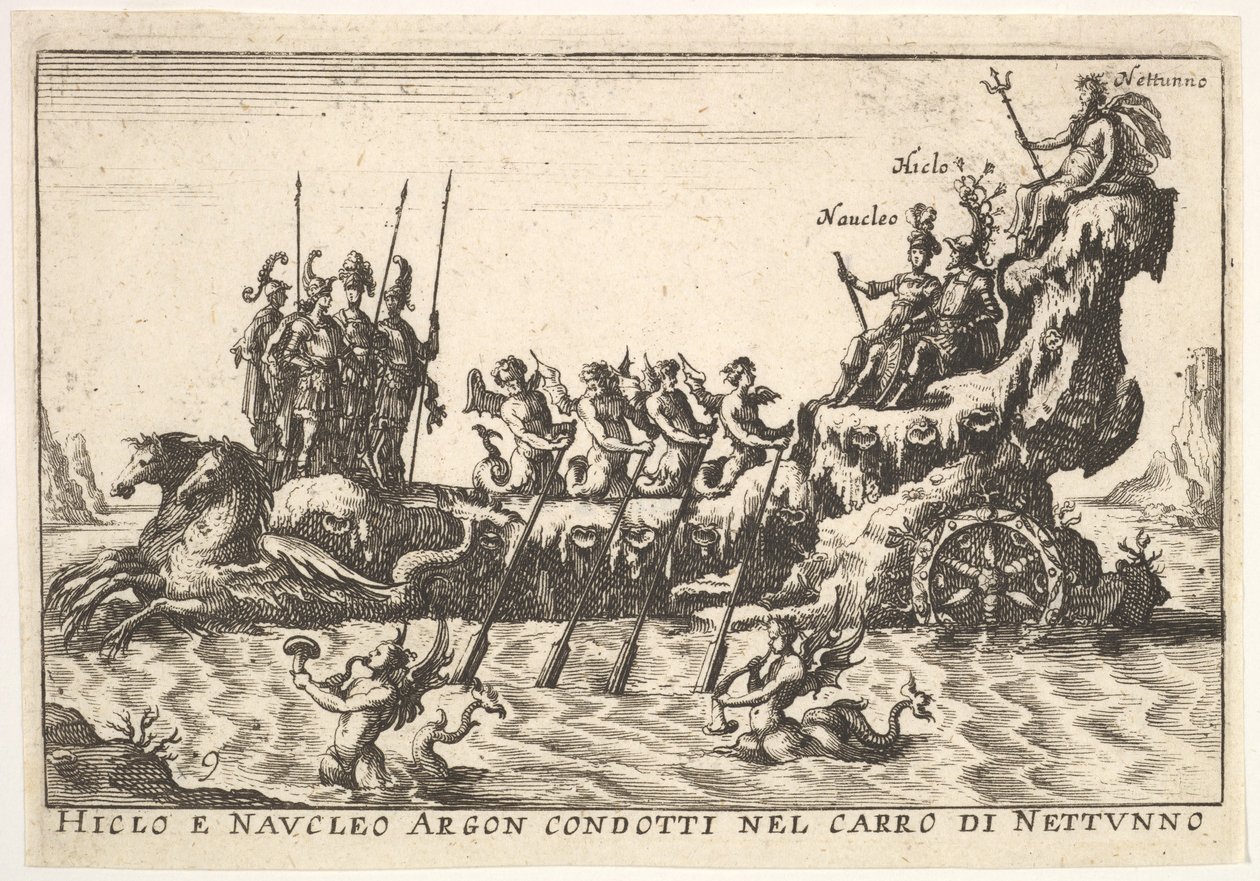 Levy 9: Argonautit Hicleus ja Naucleus johtivat Neptunus Hicleo e Naucleo Argo..., 1664 kellukkeessa. tekijältä Unbekannt
