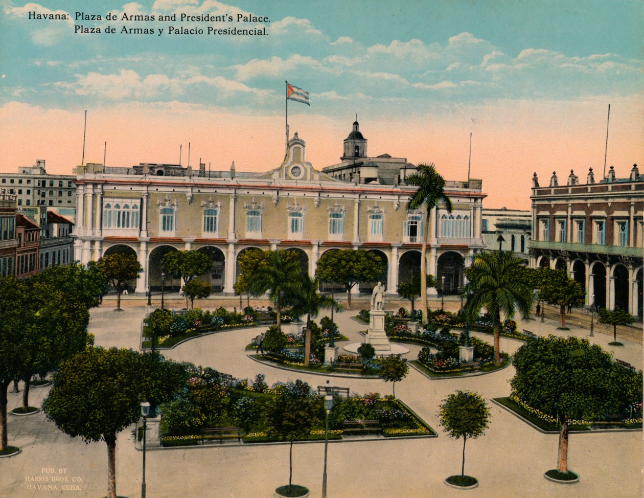 Plaza de Armas ja Presidentinlinna, Havanna, Kuuba, 1920. tekijältä Unbekannt