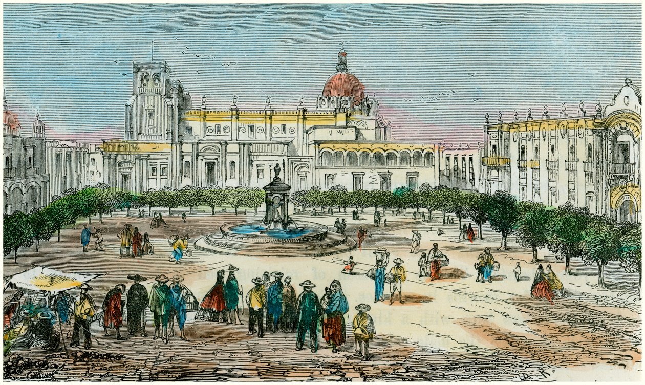 Plaza of Guadalajara, Jaliscon osavaltiossa, Meksikossa, vuodelta 1880 tekijältä Unbekannt