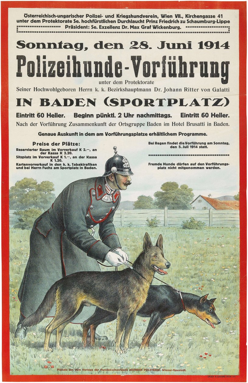 Poliisikoirien mielenosoitus Badenissa, 1914. tekijältä Unbekannt