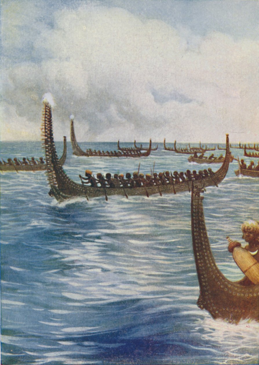 Polynesian sodan kanootit, 1924 tekijältä Unbekannt