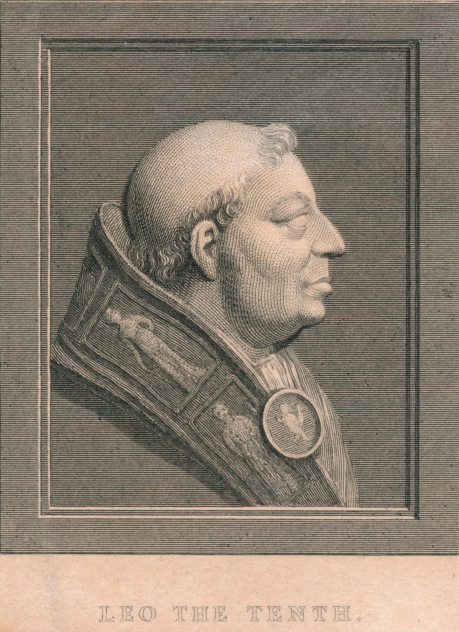 Paavi Leo X 1475-1521, syntynyt Giovanni di Lorenzo de Medici, c1830 tekijältä Unbekannt