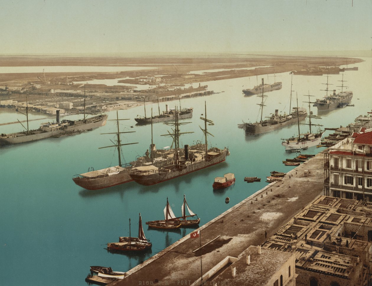 Port Said, Suez, n. 1900 (värivalokromi) tekijältä Unbekannt