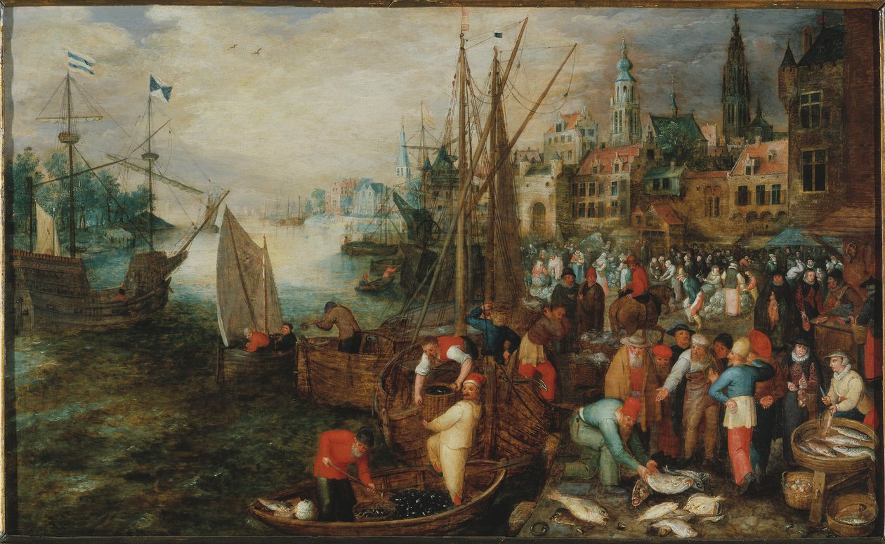 Antwerpenin satama, 1600. tekijältä Unbekannt