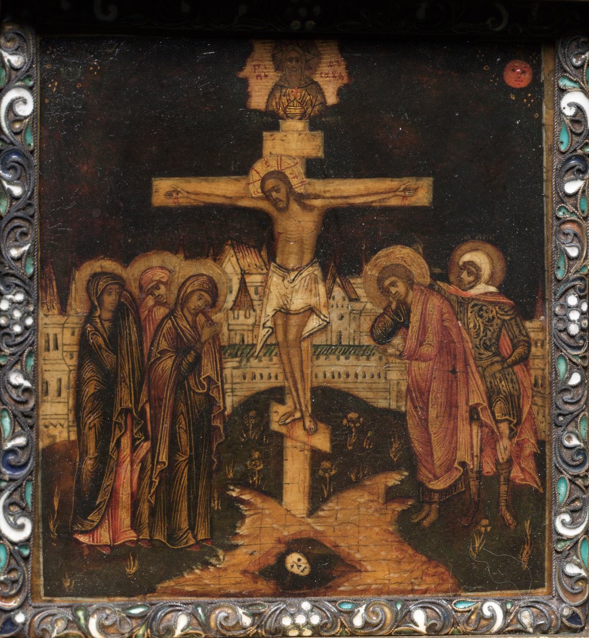 Kannettava triptyykkikuvake: Ristiinnaulitseminen, 1600-luku. tekijältä Unbekannt