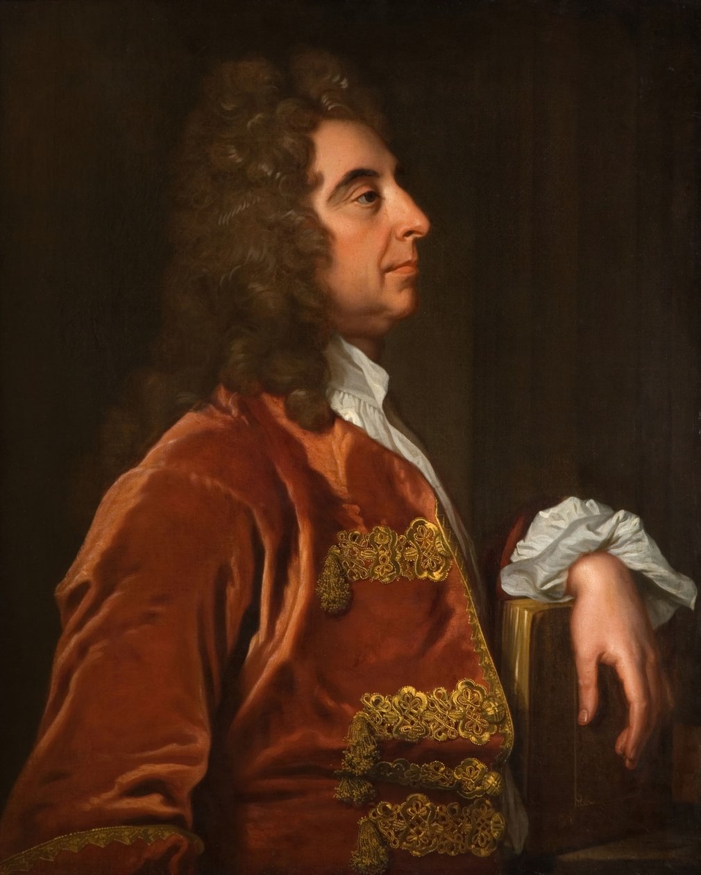 Punapukuisen miehen muotokuva, 1700-1750. tekijältä Unbekannt