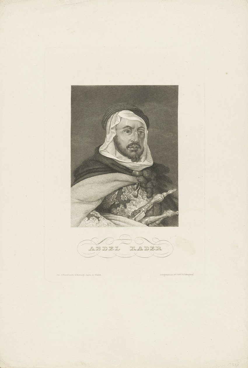 Muotokuva Abdelkader ibn Muhieddinen 1808-1883, noin 1860. tekijältä Unbekannt