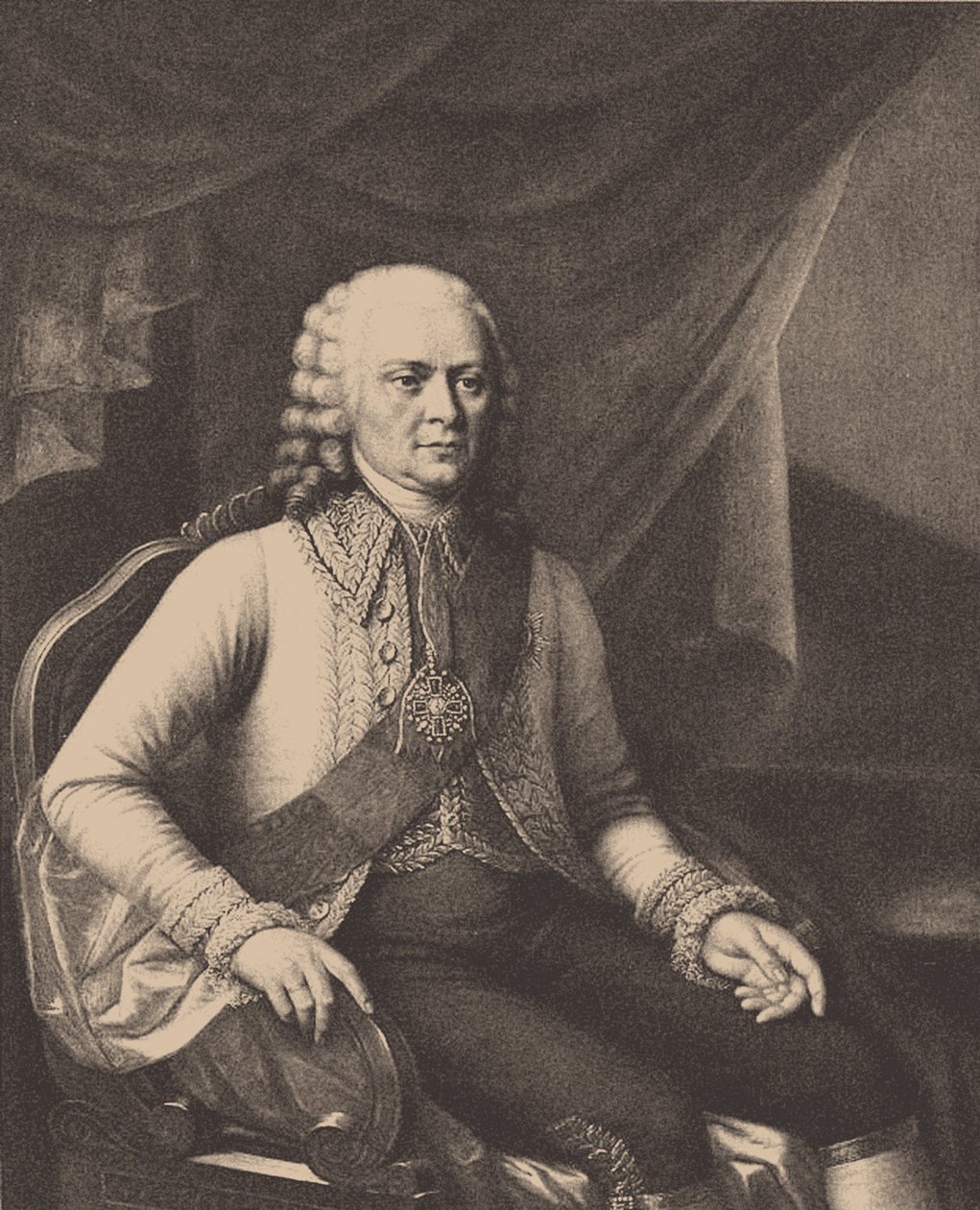 Admiraali Vasili Aleksejevitš Myatlevin muotokuva 1694-1761 Józef Oleszkiewiczin mukaan tekijältä Unbekannt