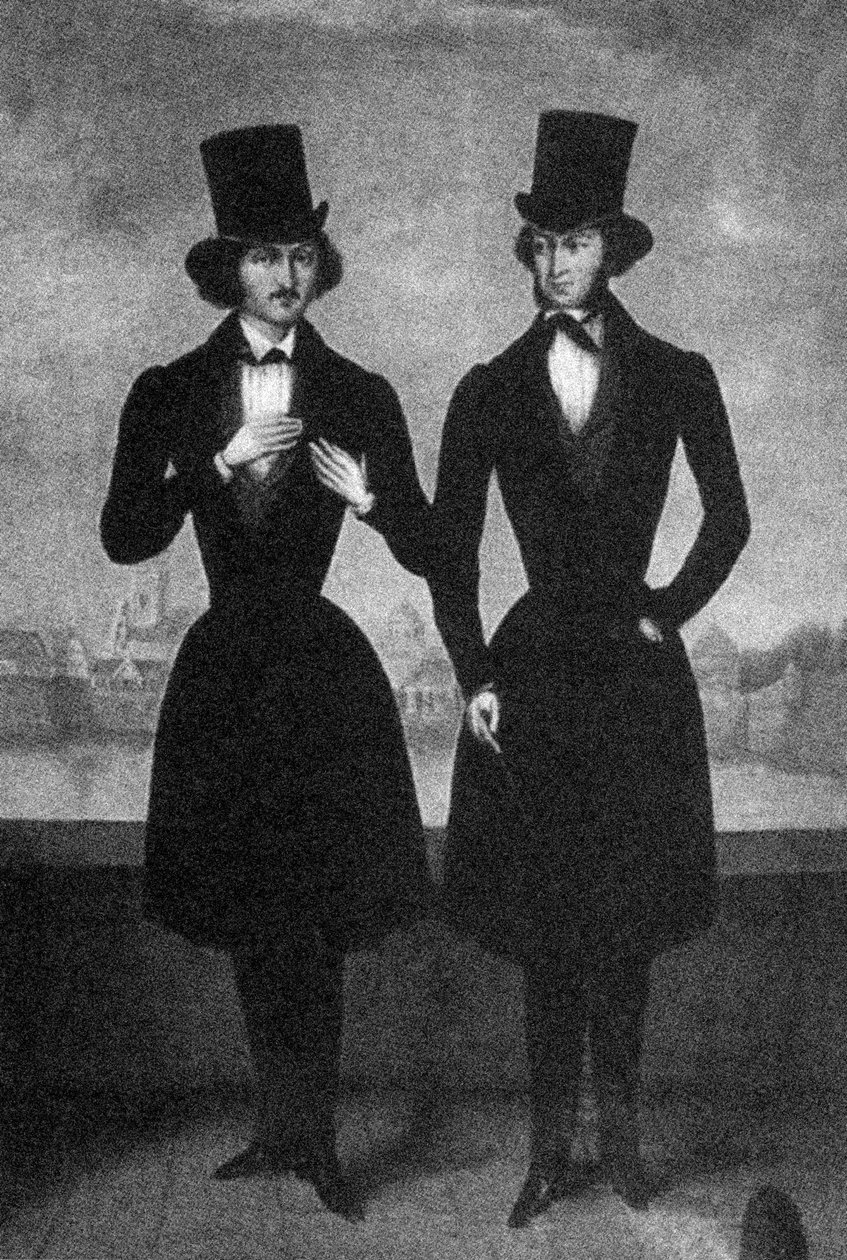 Aleksanteri Puškinin ja Nikolai Gogolin muotokuva, 1800-luvun ensimmäinen neljännes. tekijältä Unbekannt