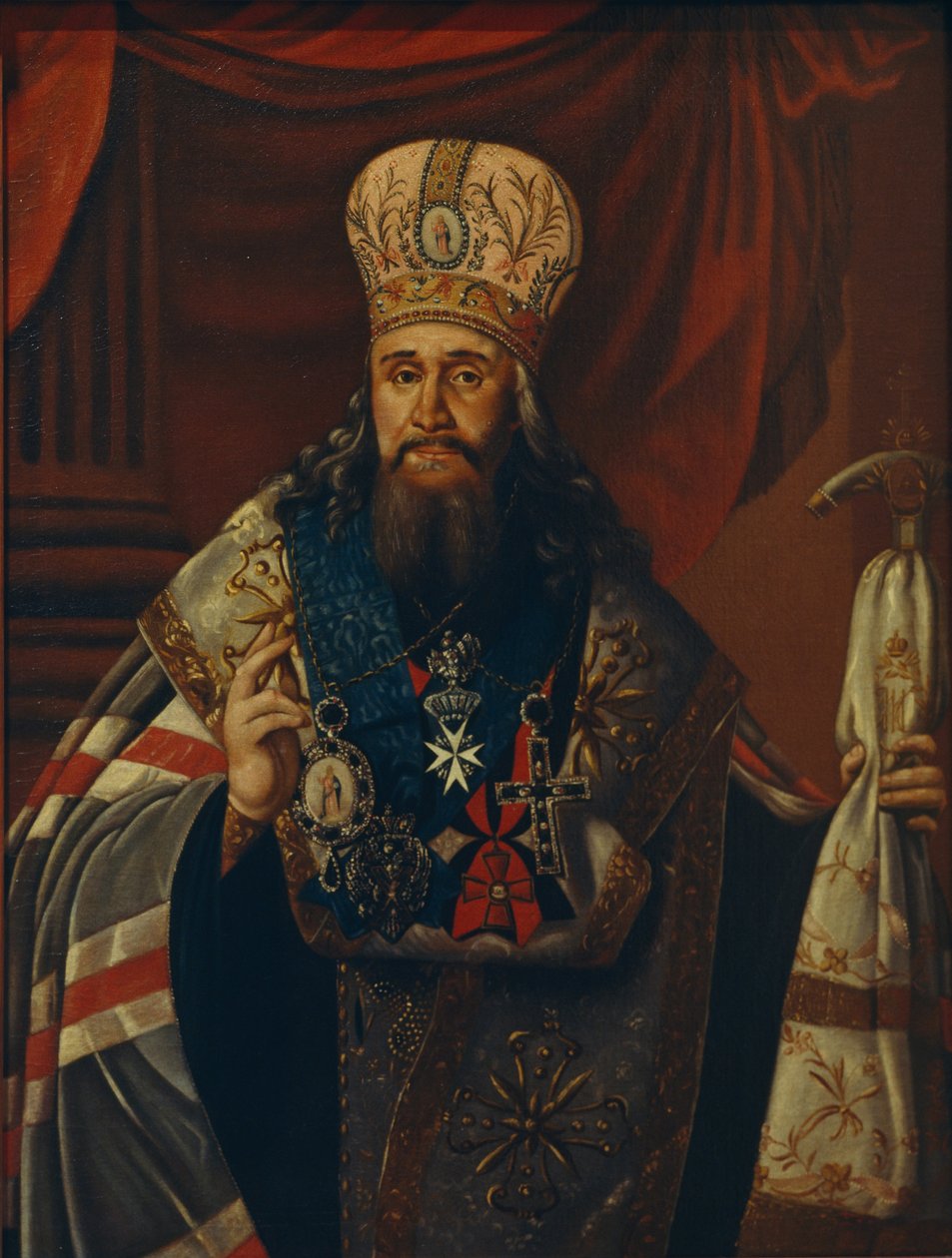Novgorodin ja Pietarin metropoliitin Ambrosius Podobedovin muotokuva 1742-1818, 1813 tekijältä Unbekannt