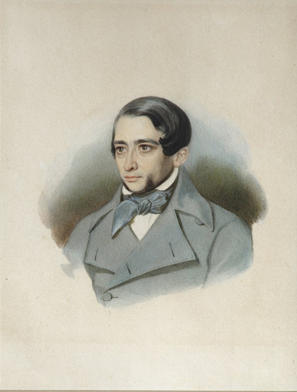 Andrei Aleksandrovitš Krajevskin muotokuva 1810-1889, 1840-luvun alku tekijältä Unbekannt